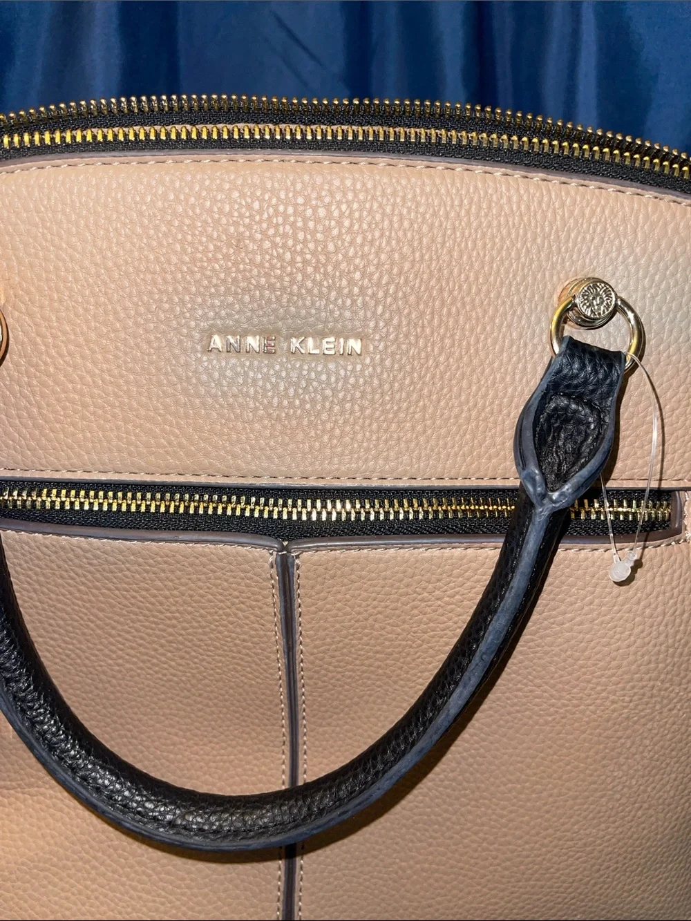 Anne Klein Dark Beige/ Taupe Satchel with Gold Accents
